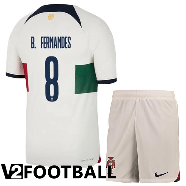 Portugal (J. MOUTINHO 8) Kids Away Shirts White Red World Cup 2022