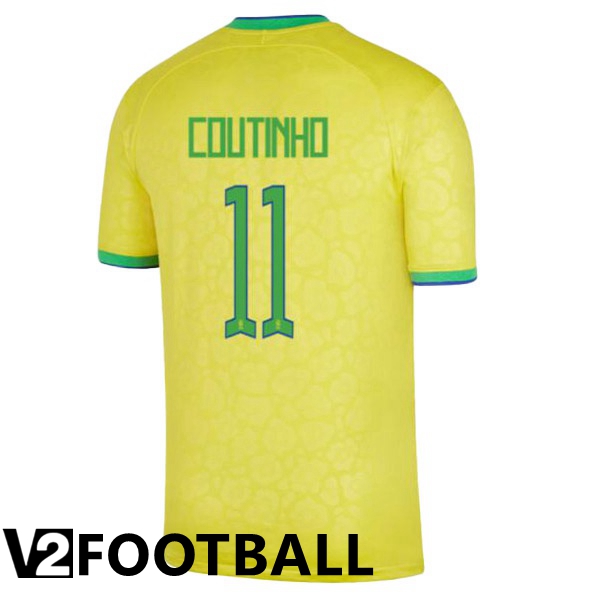 Brazil (COUTINHO 11) Home Shirts Yellow World Cup 2022