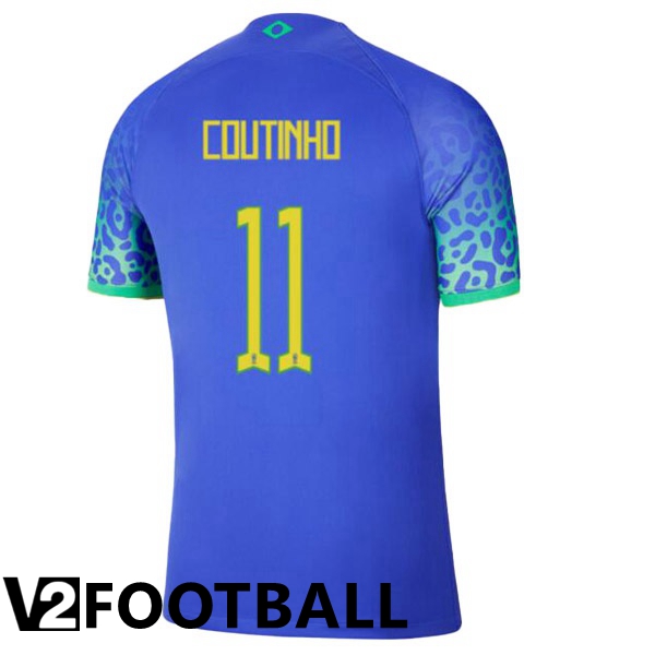 Brazil (COUTINHO 11) Away Shirts Blue World Cup 2022