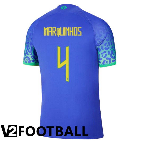 Brazil (MARQUINHOS 4) Away Shirts Blue World Cup 2022