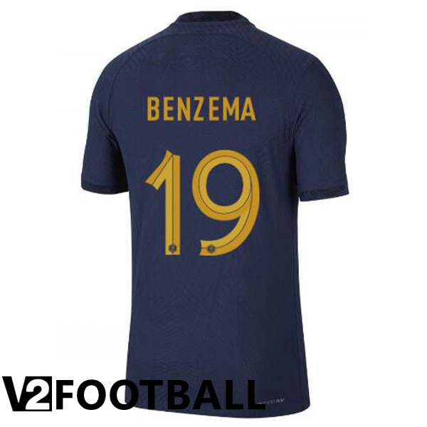 France (BENZEMA 19) Home Shirts Royal Blue World Cup 2022
