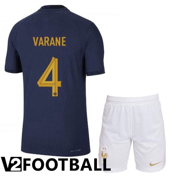 France (VARANE 4) Kids Home Shirts Royal Blue 2023/2023