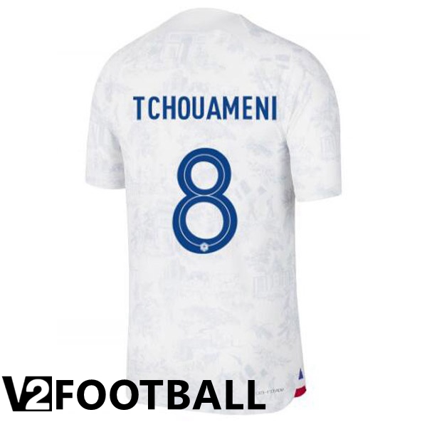 France (TCHOUAMENI 8) Away Shirts White 2023/2023