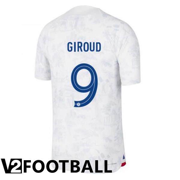 France (GIROUD 9) Away Shirts White 2023/2023