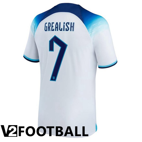 England (GREALISH 7) Home Shirts White 2023/2023