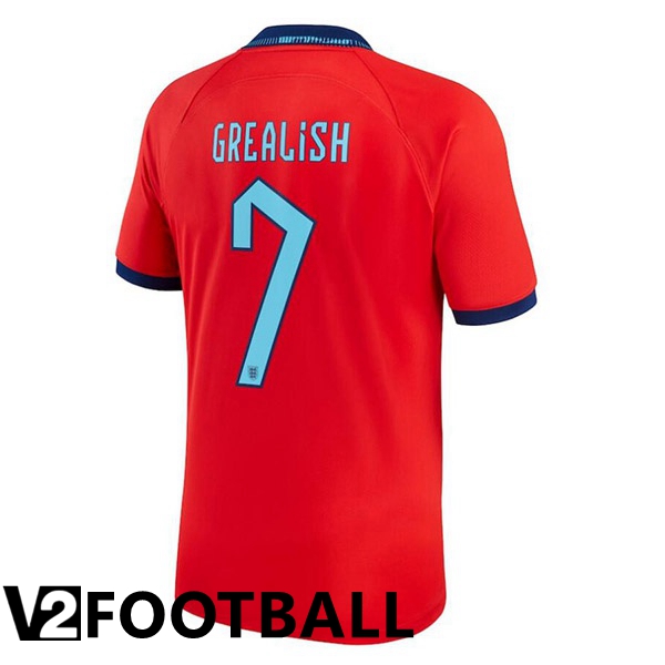 England (GREALISH 7) Away Shirts Red 2023/2023