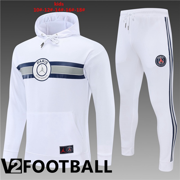 JORDAN Paris Saint Germain kids Training Tracksuit Hoodie White 2022/2023