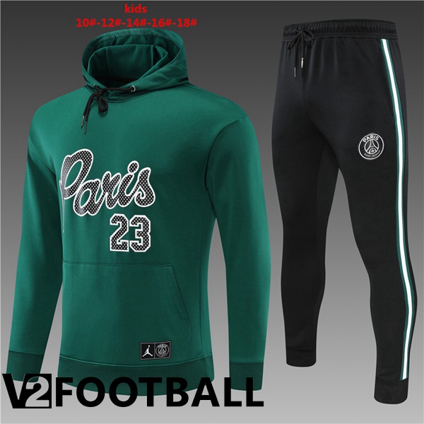 JORDAN 23 Paris Saint Germain kids Training Tracksuit Hoodie Green 2022/2023