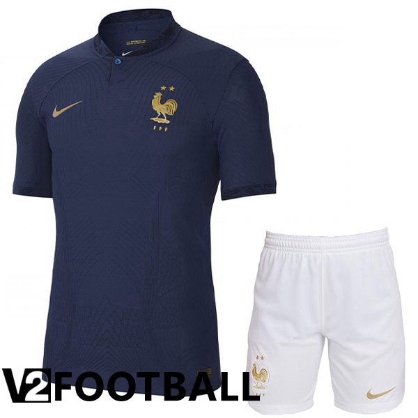 France Kids Home Shirts Royal Blue World Cup 2022