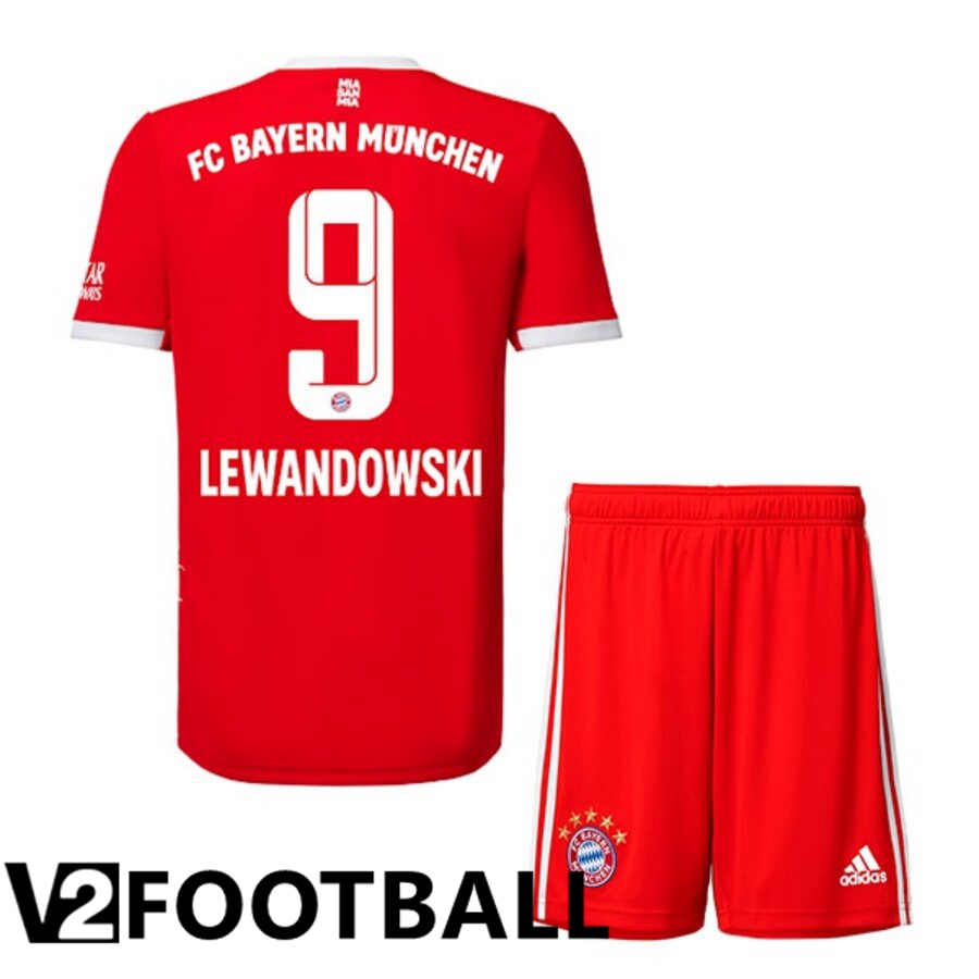 Bayern Munich (LEWANDOWSKI 9) Kids Home Shirts 2022/2023