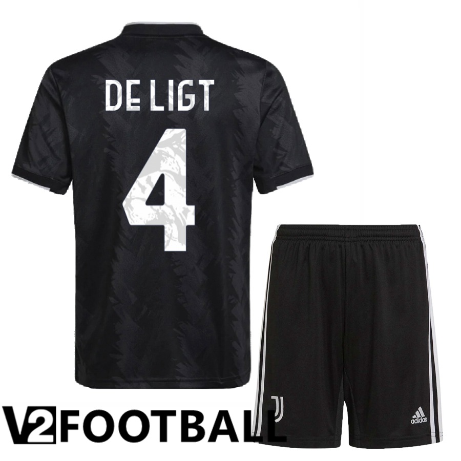 Juventus (De Ligt 4) Kids Away Shirts 2022/2023