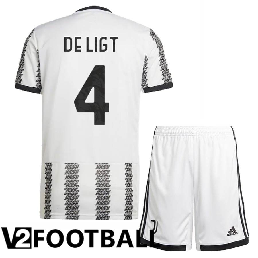 Juventus (De Ligt 4) Kids Home Shirts 2022/2023