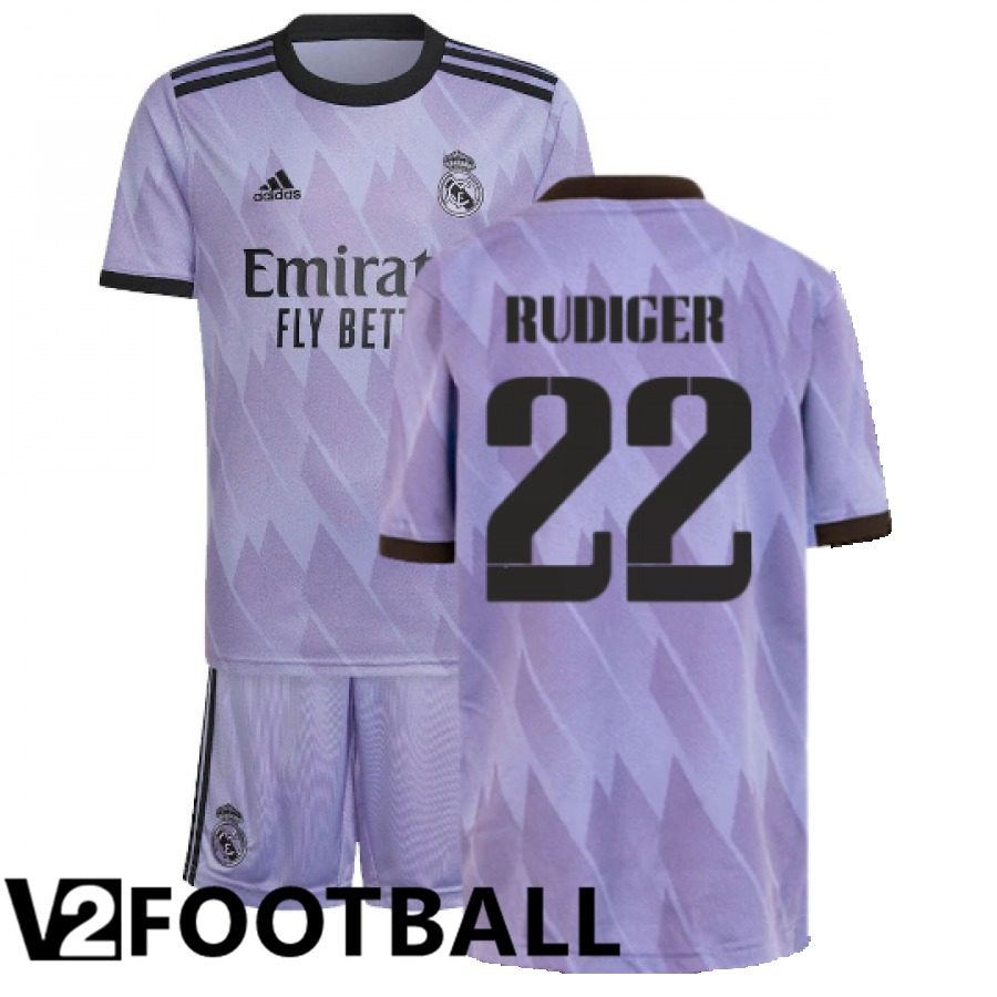 Real Madrid (Rudiger 22) Kids Away Shirts 2022/2023