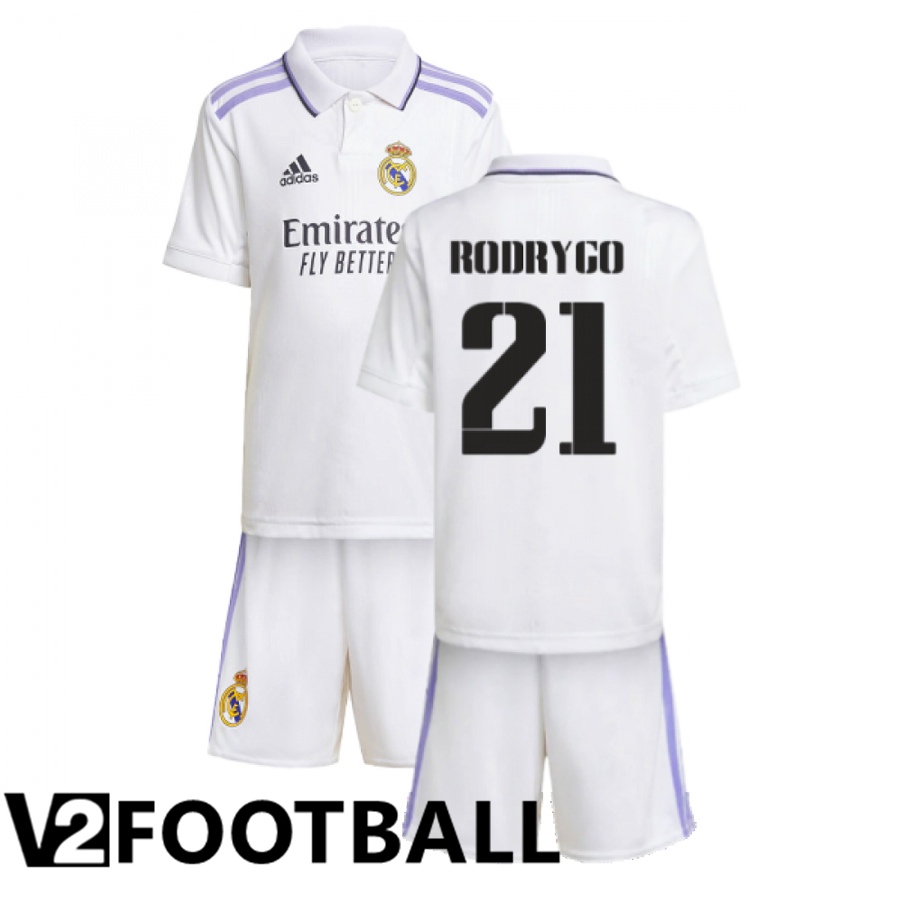 Real Madrid (Rodrygo 21) Kids Home Shirts 2022/2023