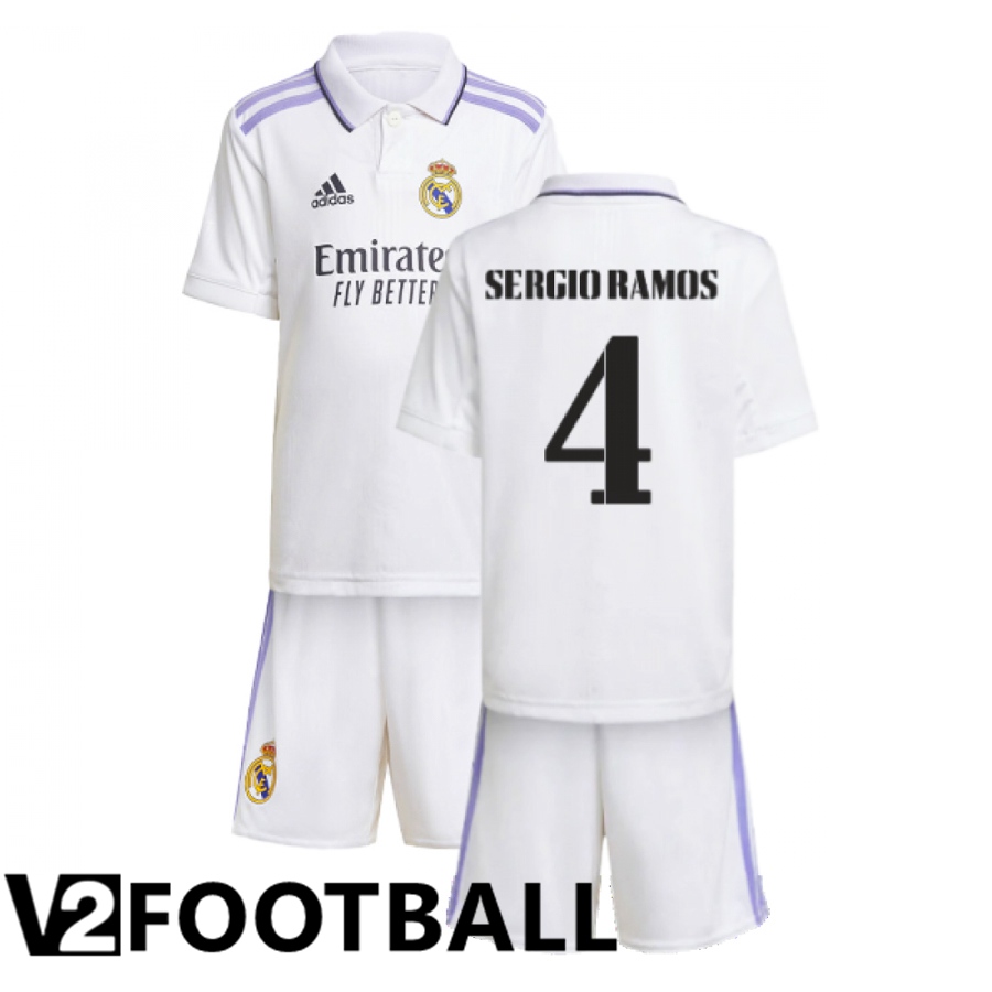 Real Madrid (Sergio Ramos 4) Kids Home Shirts 2022/2023