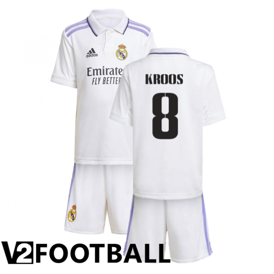 Real Madrid (Kroos 8) Kids Home Shirts 2022/2023