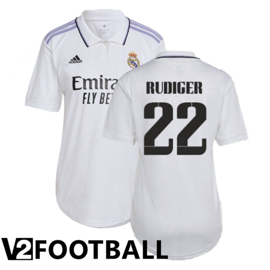 Real Madrid (Rudiger 22) Womens Home Shirts 2022/2023