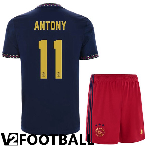 AFC Ajax (Antony 11) Kids Away Shirts Black 2022/2023