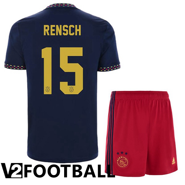 AFC Ajax (Rensch 15) Kids Away Shirts Black 2022/2023