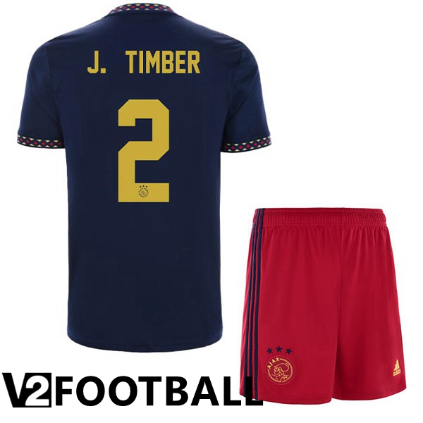 AFC Ajax (J. Timber 2) Kids Away Shirts Black 2022/2023
