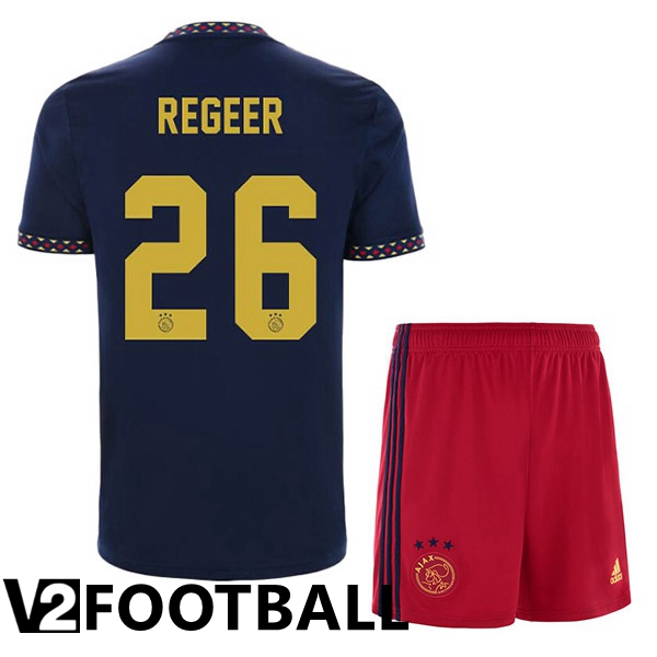 AFC Ajax (Regeer 26) Kids Away Shirts Black 2022/2023