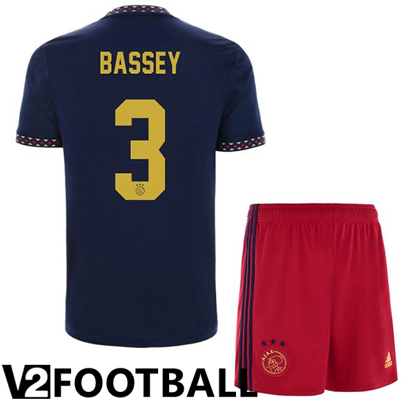 AFC Ajax (Bassey 3) Kids Away Shirts Black 2022/2023