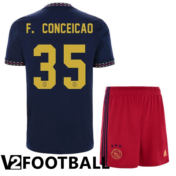 AFC Ajax (F. Conceicao 35) Kids Away Shirts Black 2022/2023
