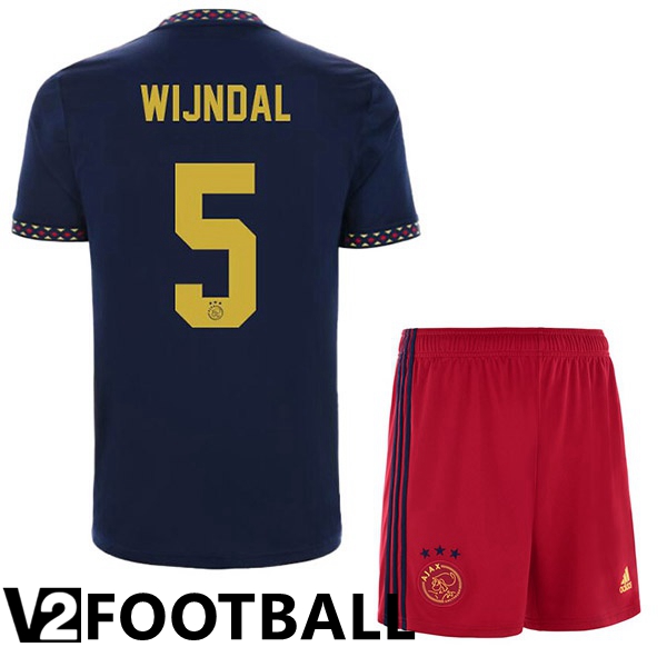AFC Ajax (Wijndal 5) Kids Away Shirts Black 2022/2023