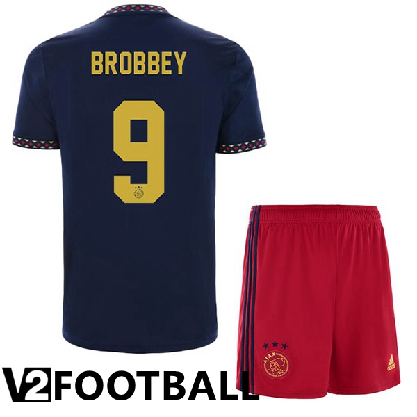 AFC Ajax (Brobbey 9) Kids Away Shirts Black 2022/2023