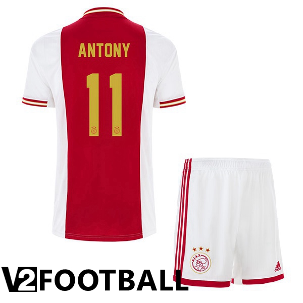 AFC Ajax (Antony 11) Kids Home Shirts White Red 2022 2023