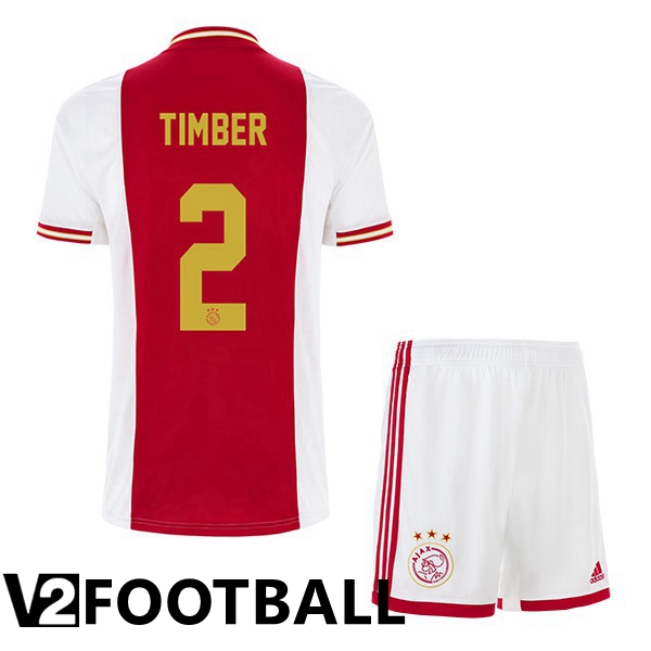 AFC Ajax (Timber 2) Kids Home Shirts White Red 2022 2023