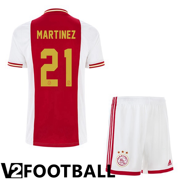 AFC Ajax (Martinez 21) Kids Home Shirts White Red 2022 2023