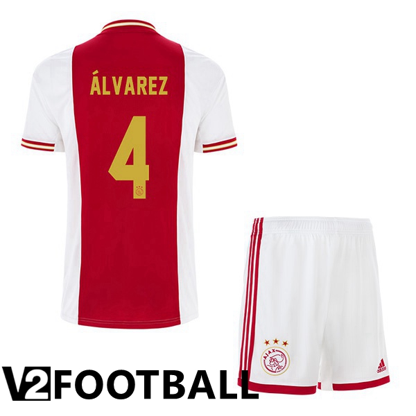 AFC Ajax (Álvarez 4) Kids Home Shirts White Red 2022 2023