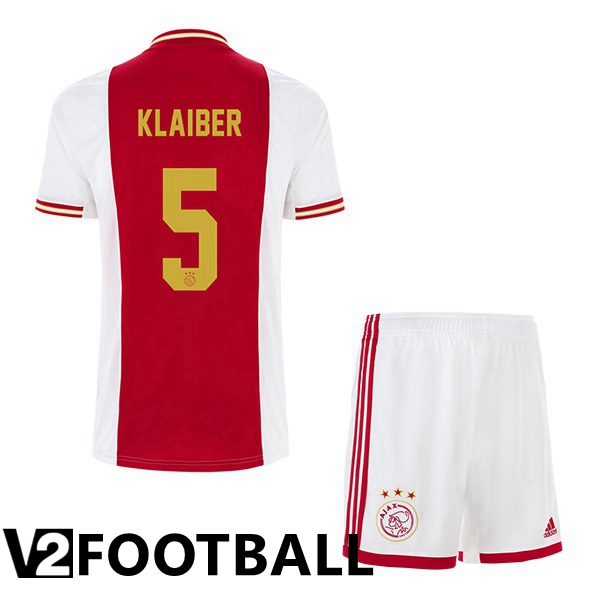 AFC Ajax (Klaiber 5) Kids Home Shirts White Red 2022 2023