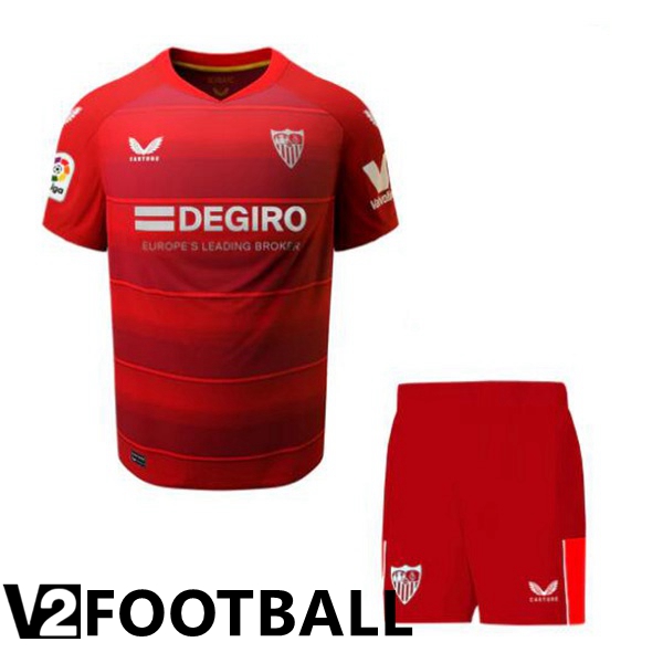 Sevilla FC Kids Away Shirts Red 2022 2023