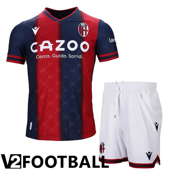 Bologna Kids Home Shirts Red Blue 2022 2023