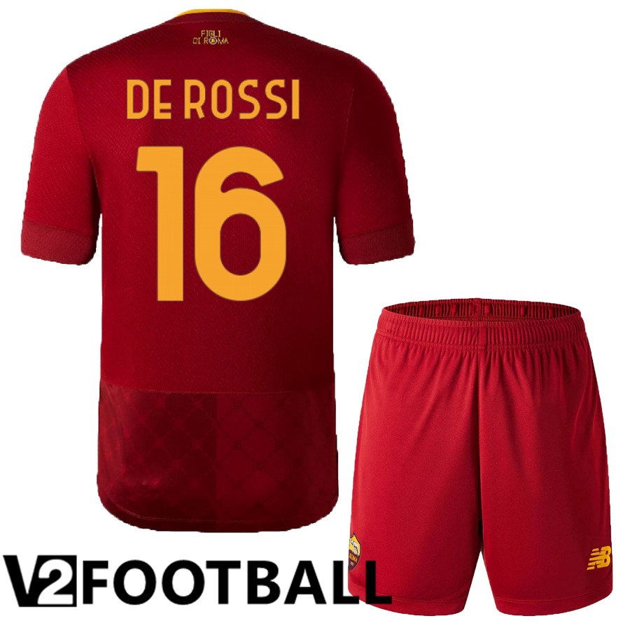AS Roma (De Rossi 16) Kids Home Shirts 2022/2023