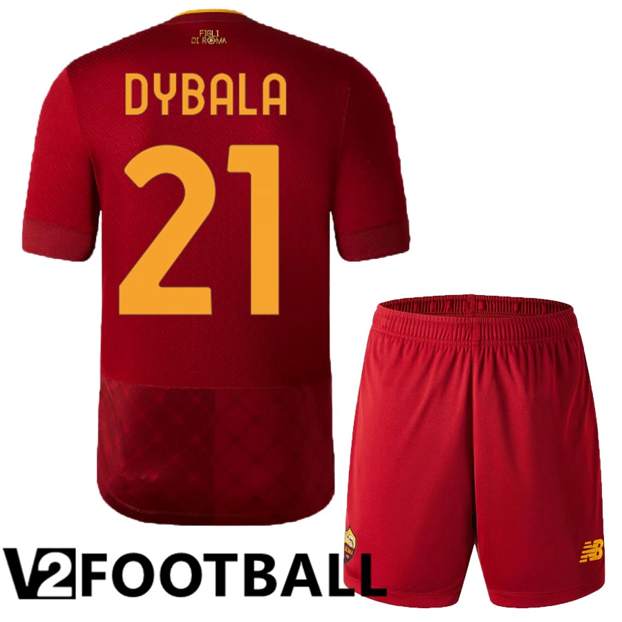 AS Roma (Dybala 21) Kids Home Shirts 2022/2023