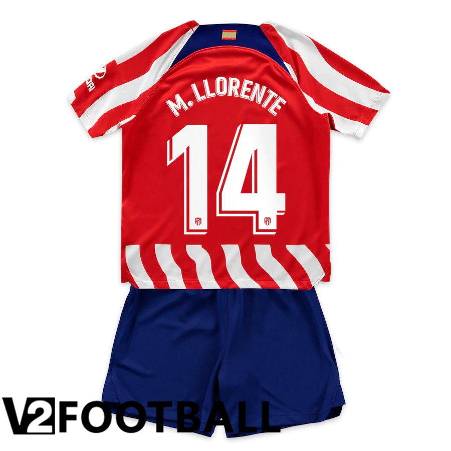 Atletico Madrid (M.Llorente 14) Kids Home Shirts 2022/2023