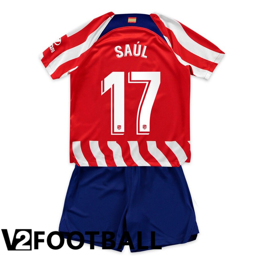 Atletico Madrid (Saúl 17) Kids Home Shirts 2022/2023