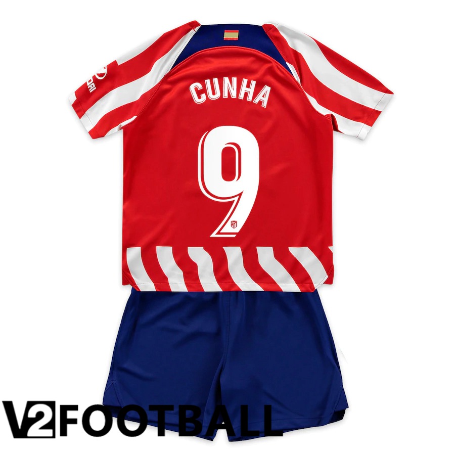 Atletico Madrid (Cunha 9) Kids Home Shirts 2022/2023