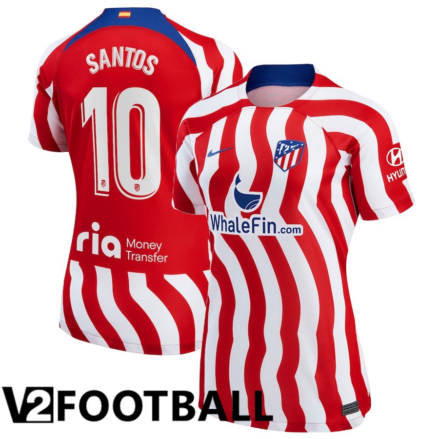 Atletico Madrid (Santos 10) Womens Home Shirts 2022/2023