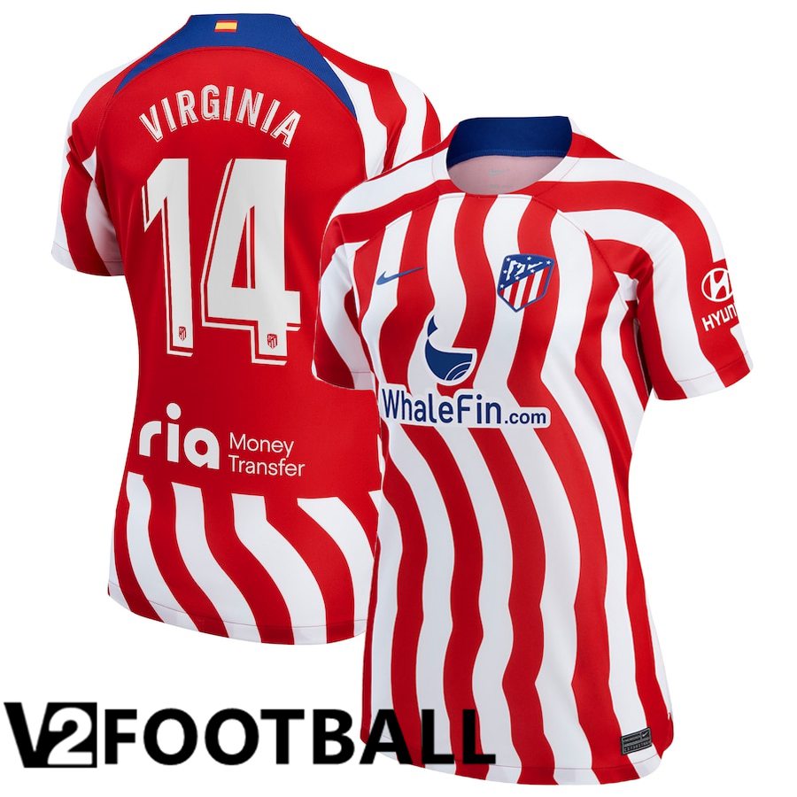 Atletico Madrid (Virginia 14) Womens Home Shirts 2022/2023