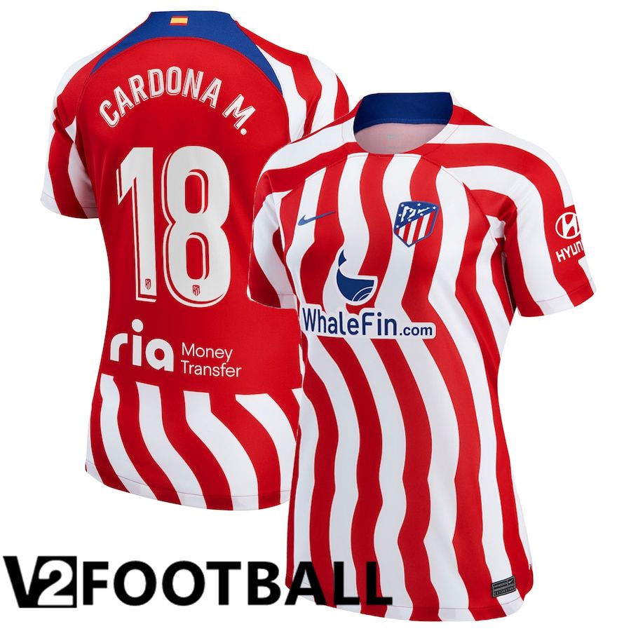 Atletico Madrid (Cardona M.18) Womens Home Shirts 2022/2023