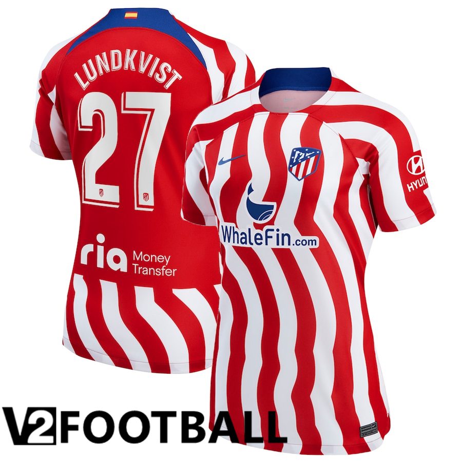 Atletico Madrid (Lundkvist 27) Womens Home Shirts 2022/2023