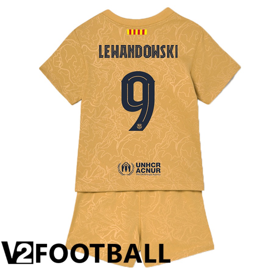 FC Barcelona (Lewandowski 9) Kids Away Shirts 2022/2023