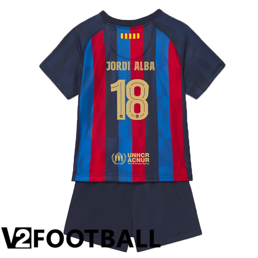 FC Barcelona (Jordi Alba 18) Kids Home Shirts 2022/2023