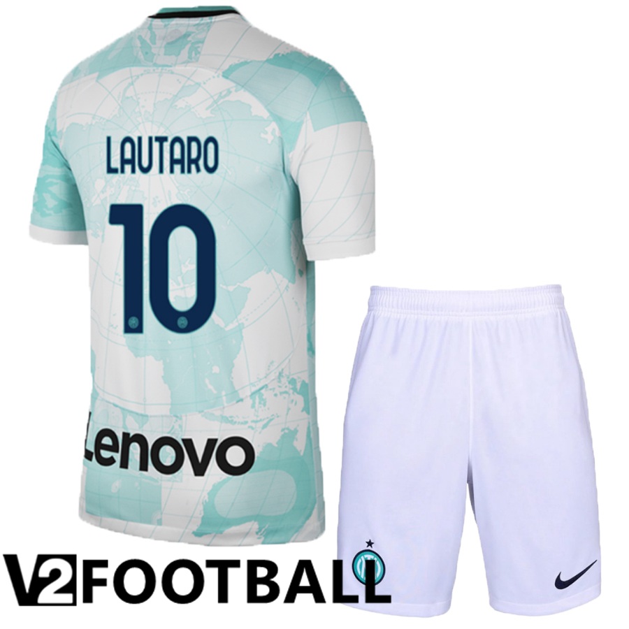 Inter Milan (Lautaro 10) Kids Away Shirts 2022/2023