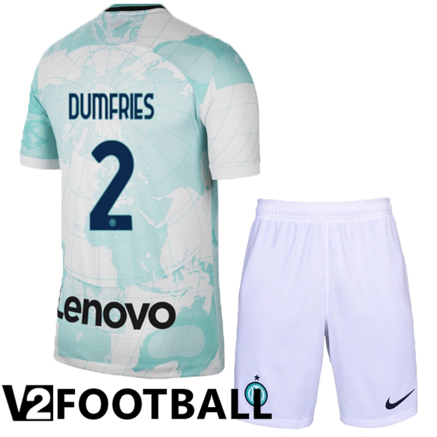 Inter Milan (Dumfries 2) Kids Away Shirts 2022/2023