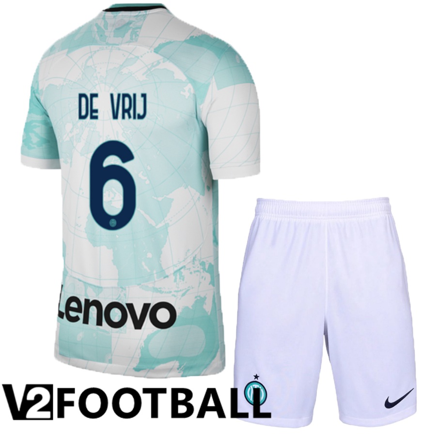 Inter Milan (De Vrij 6) Kids Away Shirts 2022/2023